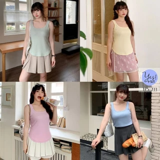 เสื้อกล้ามสาวอวบ #233 อก 35-50 นิ้ว เสื้อกล้ามเบสิก คอU ชายโค้ง เอวเข้ารูป ลายร่องเล็ก ผ้าเบาและยืดดีมาก 9 สี