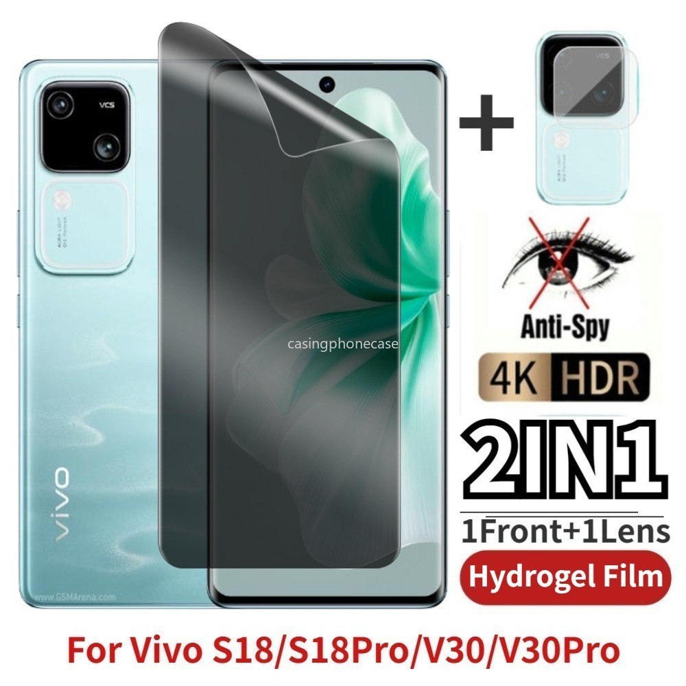 2in1 ฟิล์มกระจกนิรภัยกันรอยหน้าจอ แบบใส บางพิเศษ กันแอบมอง กันรอยขีดข่วน สําหรับ Vivo S18 V30 Pro S18Pro V30Pro 2024