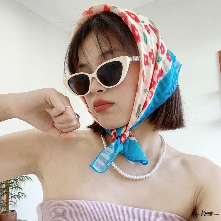 ผ้าพันคอ ผ้าฝ้าย และผ้าลินิน ลายดอกไม้ ทรงสี่เหลี่ยม สําหรับตกแต่ง