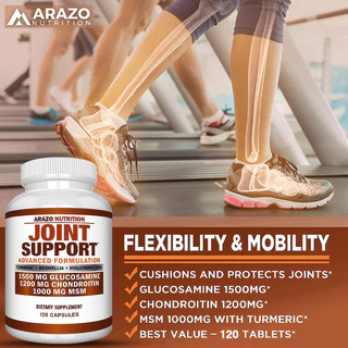การบรรเทาอาการข้อต่อที่มีประสิทธิภาพ Glucosamine Chondroitin MSM Boswellia Turmeric - สนับสนุนสุขภาพข้อต่อ