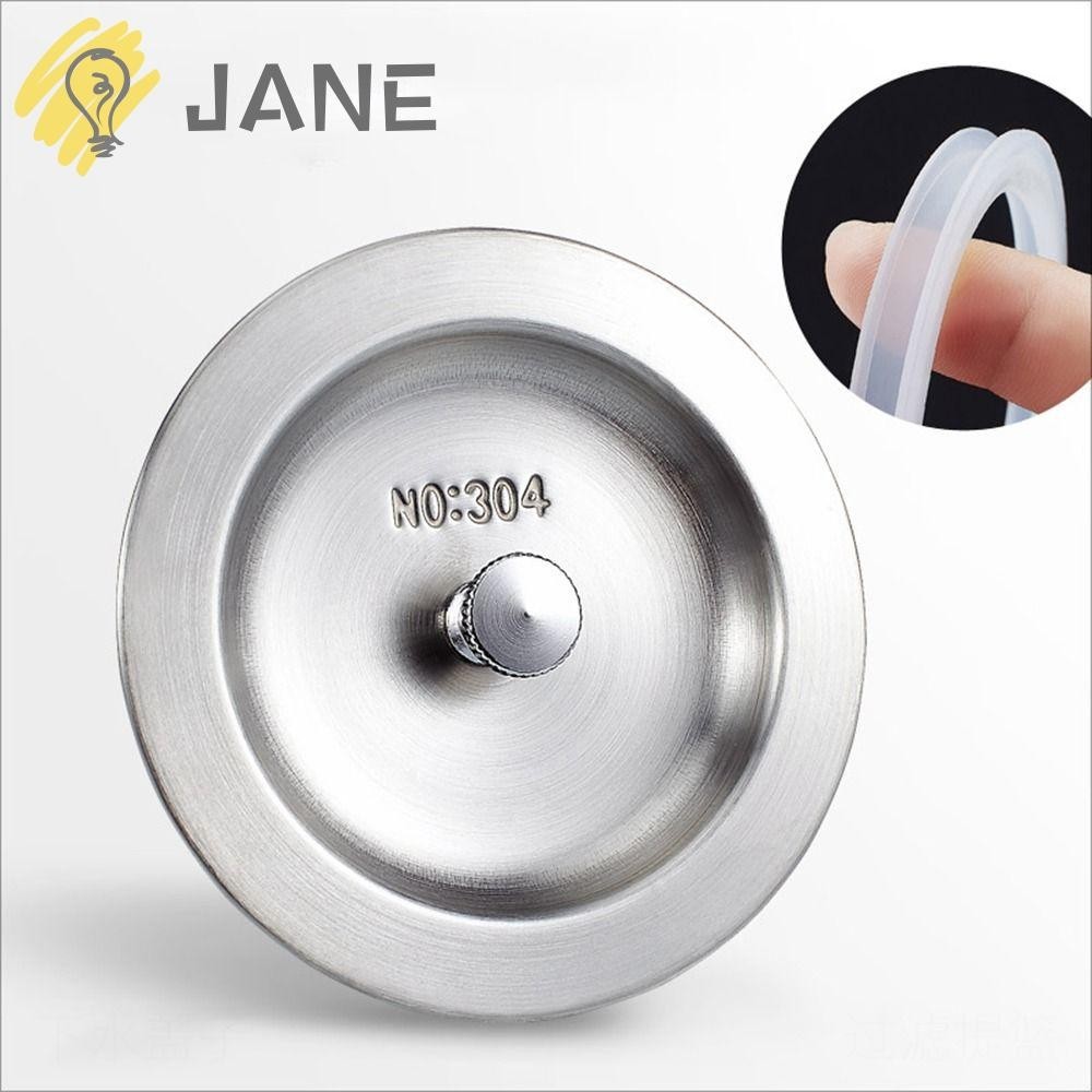 Jane จุกปิดท่อระบายน้ํา สเตนเลส พร้อมแหวนยาง ทนทาน 8.8 ซม. รูระบายน้ํา 55-63 มม. สําหรับอ่างล้างจาน ห้องครัว ห้องน้ํา