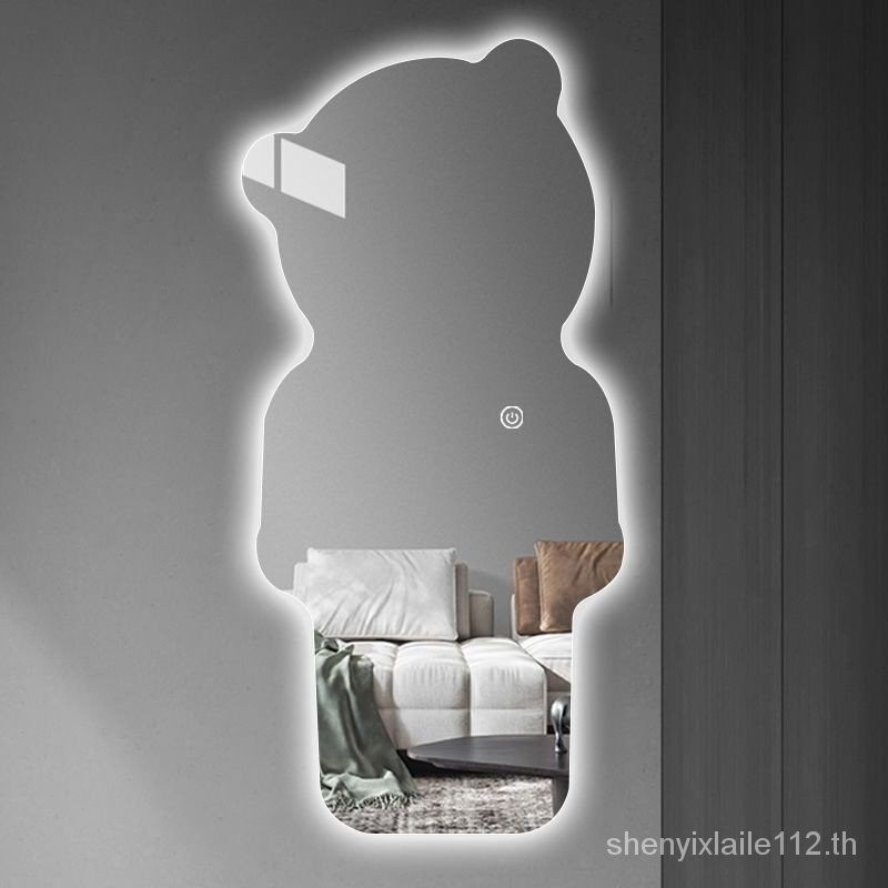 [จัดส่งฟรี] กระจกแต่งหน้าอัจฉริยะ แบบเต็มตัว รูปหมี มีไฟ led ส่องสว่าง พร้อมกระจกติดผนัง สามารถวางได้