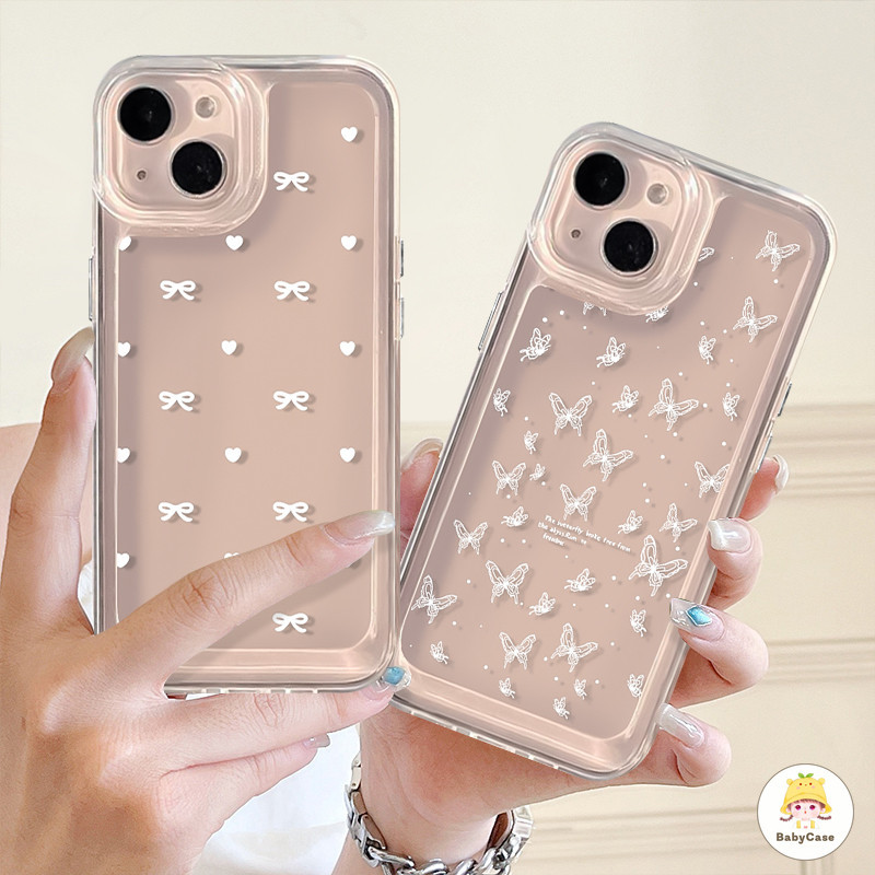 แฟชั่นสร้างสรรค์กราฟฟิตีโบว์ผีเสื้อโรแมนติกกรณีนุ่มสำหรับ iPhone 11 15 14 13 12 Pro Max 7Plus 8 7 Plus XR XS X Max