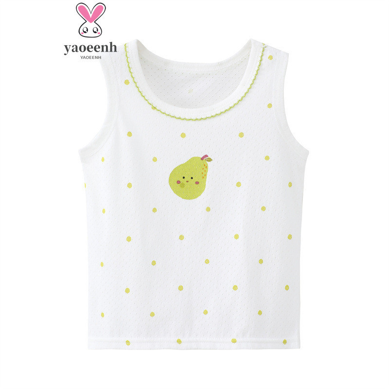【YAOEENH】พร้อมส่ง เสื้อแขนกุด คอกลม ผ้าตาข่าย ระบายอากาศ ลายการ์ตูน แฟชั่นฤดูร้อน สําหรับเด็กผู้ชาย และเด็กผู้หญิง 100-160 ซม.