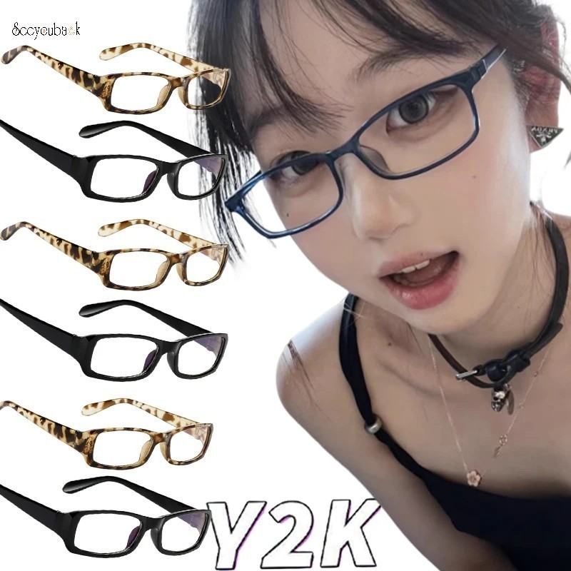 Y2k แว่นตาคอสเพลย์ กรอบสี่เหลี่ยม ขนาดเล็ก สไตล์วินเทจ ไม่มีเลนส์ สําหรับผู้หญิง