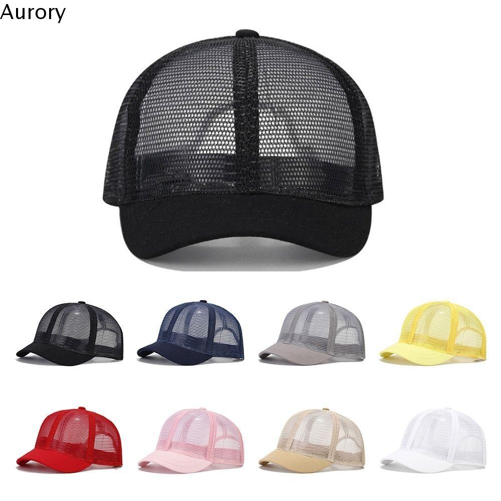Aurory หมวกเบสบอล ปีกสั้น ผ้าตาข่าย ระบายอากาศ แห้งเร็ว สีพื้น สําหรับผู้ชาย