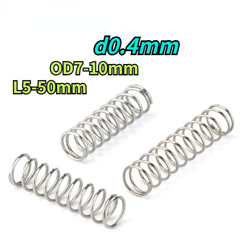 [HNK] Sus304 สปริงบีบอัด ขนาดเล็ก เส้นผ่าศูนย์กลางด้านนอก 7-10 มม. ยาว 5-50 มม. D0.4 มม.