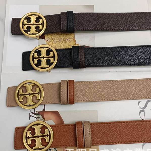 TORY BURCH  C【3.8 ซม.】เข็มขัดหนังแท้ ลายลิ้นจี่ สองด้าน เครื่องประดับแฟชั่น สําหรับผู้ชาย