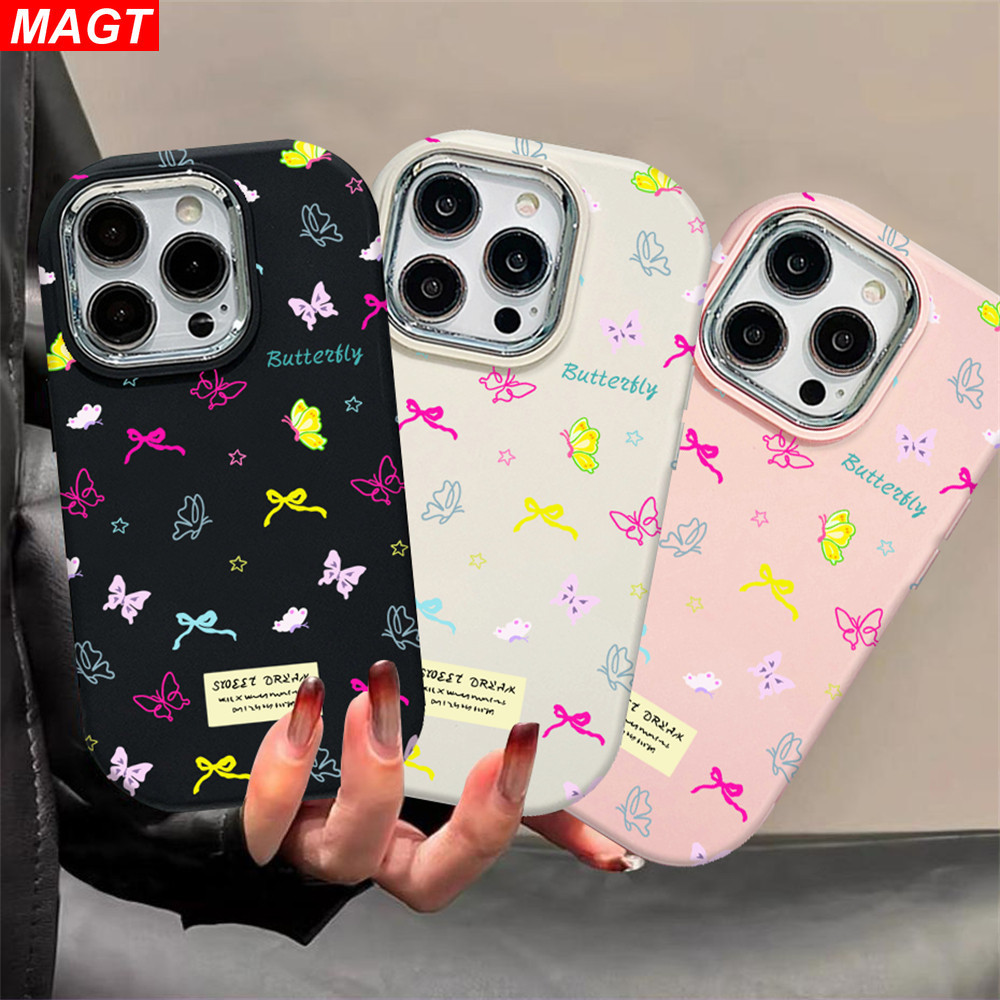 เคสโทรศัพท์มือถือชุบโลหะ โพลีโครเมี่ยม ลายดอกไม้ โบว์ สําหรับ Samsung A15 A54 5G A05S A24 A14 A04 A04E A13 A03S A53 A33 A02 A50 A30S A23 A22 A21S A11 A51 A52 A71 M10