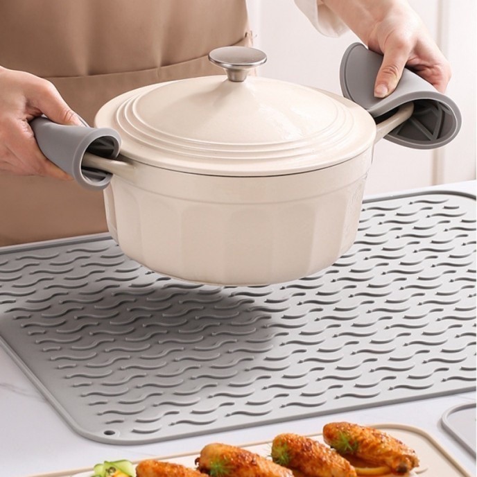 [60 * 70 ซม.] แผ่นซิลิโคนฉนวนกันความร้อน ขนาดใหญ่ แผ่นระบายน้ํา แผ่นรองหม้อ แผ่นกันลื่น แผ่นรองชามซุป แผ่นกันลื่น โต๊ะฉนวนกันความร้อน การออกแบบท่อระบายน้ําหนา เขียงอเนกประสงค์ - รูปที่ 3