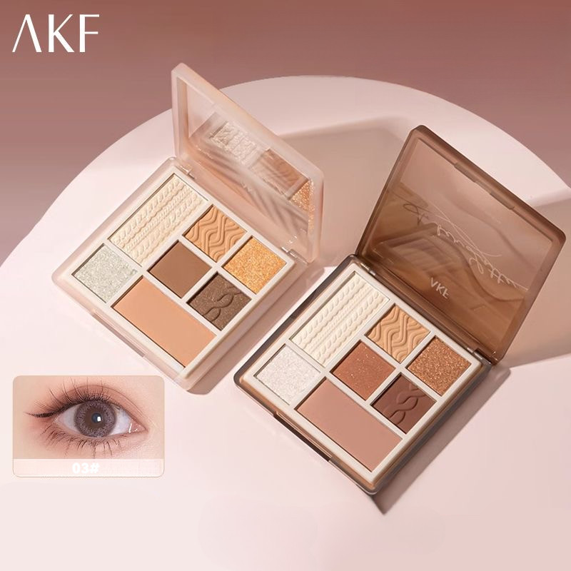 AKF อายแชโดว์ พาเลทอายแชโดว์เจ็ดสี สีเอิร์ธโทน บลัชออนเนื้อแมตต์ชิมเมอร์ พาเลทอายแชโดว์อเนกประสงค์