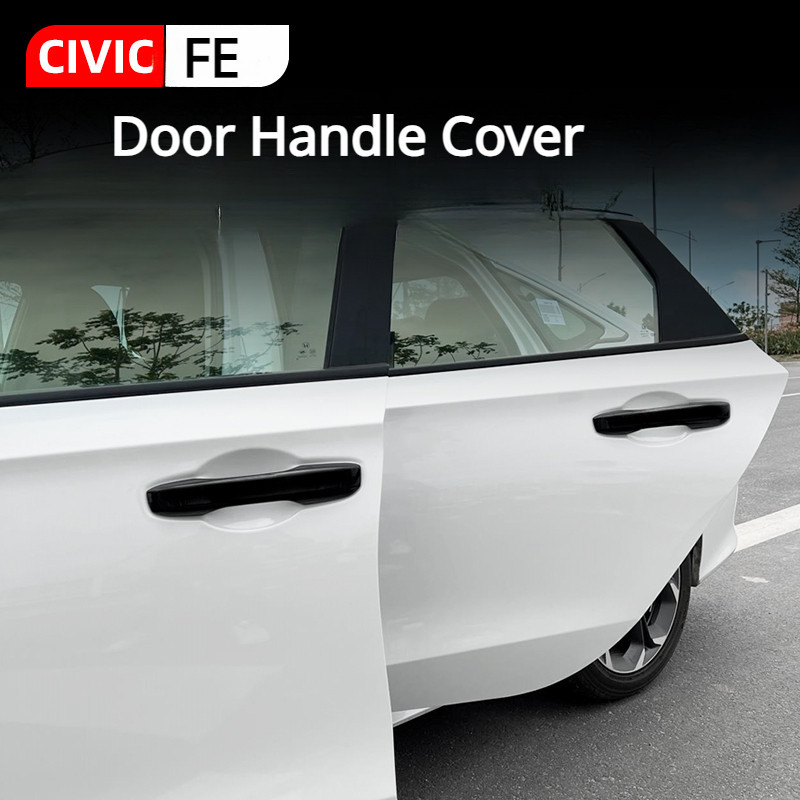 ฝาครอบมือจับประตู คาร์บอนไฟเบอร์ สีดํามันวาว สําหรับ Honda Civic FE 2022-2024 11th Civic