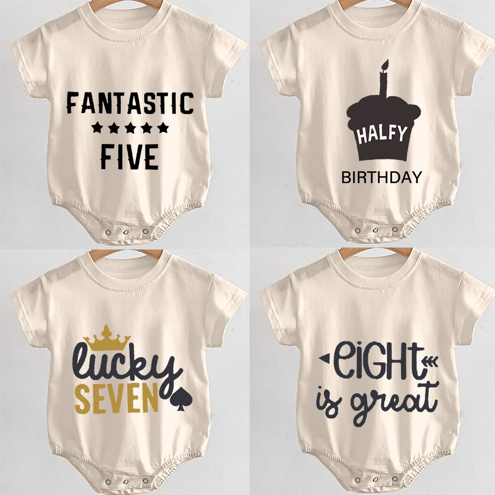 1 ถึง 12 เดือน Wild One Baby Onesie ผ ้ าฝ ้ าย Unisex Romper รายเดือน Milestone Onesies Bubble Romper ชุดทารกแรกเกิด