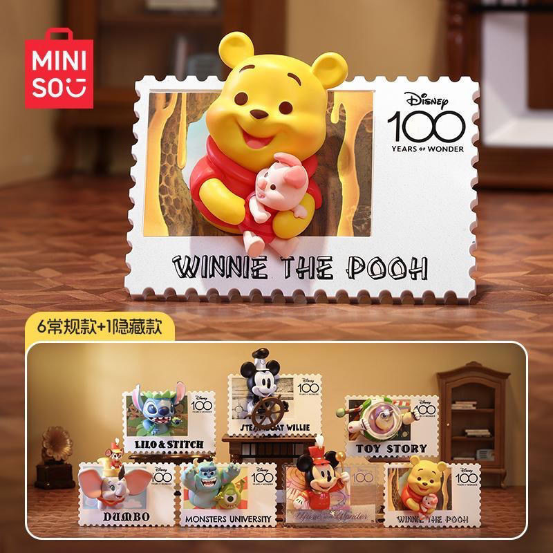 แสตมป์กล่องสุ่ม ลายดิสนีย์ MINISO MINISO สไตล์วินเทจ สําหรับตกแต่งวันเกิด