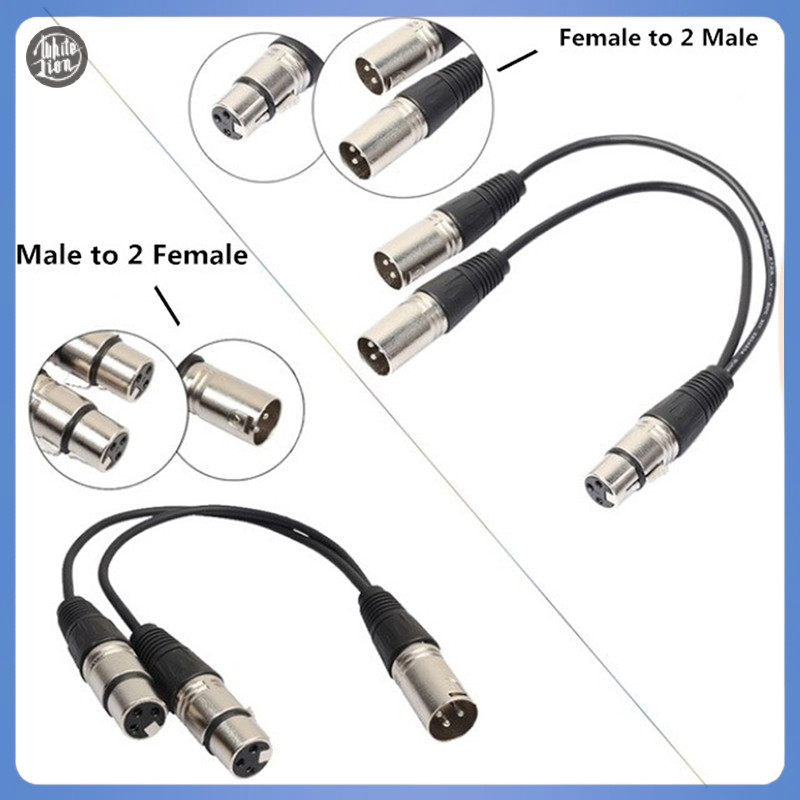 Wl| สายเคเบิ้ลอะแดปเตอร์แยกเสียง 3-Pin XLR Male To Dual XLR Female Y สําหรับไมโครโฟน