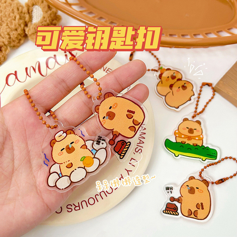 Kapibara พวงกุญแจ Charm พวงกุญแจน ่ ารัก Capybara พวงกุญแจจี ้ การ ์ ตูน Guinea Pig กระเป ๋ าอุปกรณ ์ ตกแต ่ งจี ้