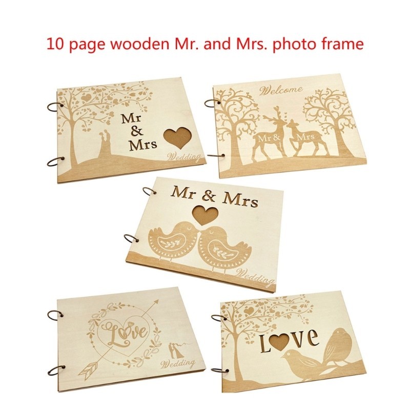 Ci Anniversary Wedding Guest Book หนังสือลายเซ็นอัลบั้มไม้สําหรับงานปาร์ตี้