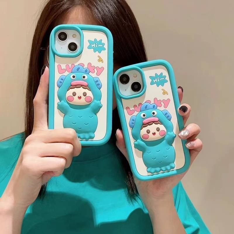 Japanese Korean Cartoon Ugly Fish Girl Apple 14promax Phone Case Iphone11 Soft Case 12pro/13 All Inclusive 15 33eL