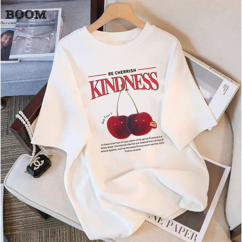 (ส่งจากกรุงเทพ) BOOM SHOP เสื้อยืด oversize ผ้าคอตตอน เสื้อยืดผู้หญิงผ้าคอตตอน cotton100% 6สี ขนาดS-3XL