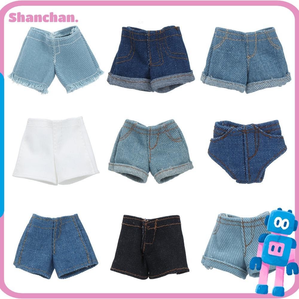 Shanchan กางเกงยีนส ์ ลายดอกไม ้ แฟชั ่ นลําลองสวมใส ่ 1/6 BJD ตุ ๊ กตากางเกงตุ ๊ กตา
