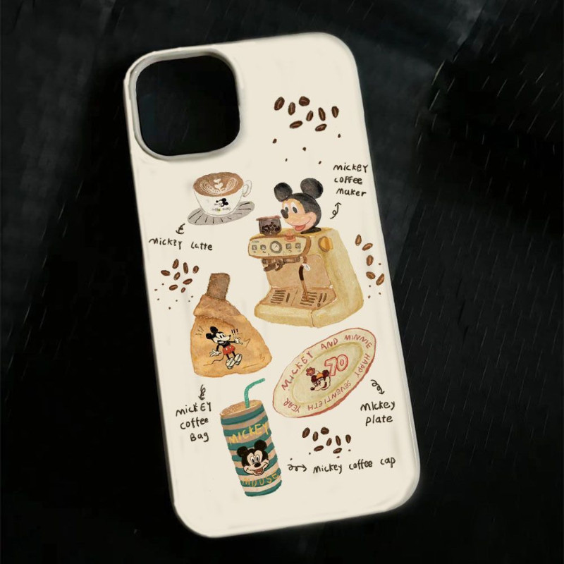 Mickey Coffee Phone Case for iPhone 15/14 13/12/11 Soft Case Xs/XR Niche 7/8P