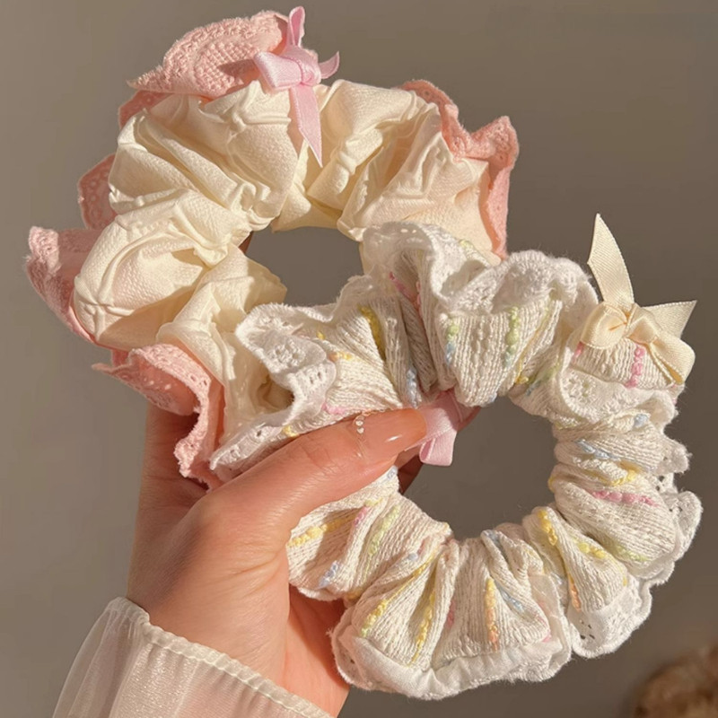 ผู้หญิงเกาหลีลูกไม้ตกแต่งเชือกผมผมหางม้าหัวเชือก Scrunchies ผมผูก Headwear