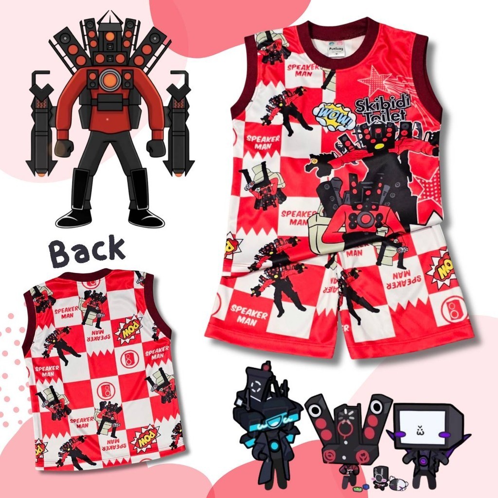 SKBD0945#3 ชุดเด็ก เสื้อกล้าม+กางเกงขาสั้น ผ้าไมโครเกรดA ลายการ์ตูนสกิบิดี้ เสื้อผ้าเด็ก ชุดเด็กแฟชั่น ชุดเด็กลายการ์ตูน