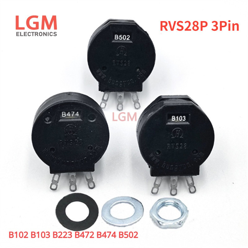 RVS28P 1K 5K 10K 100K 1M Potentiometerสวิทช์ 3Pin RVS28 B102 B103 B223 B472 B474 B502 2W