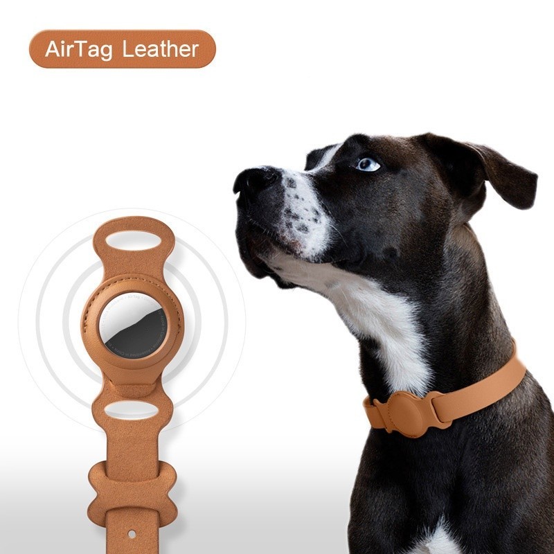 New Leather Pet Adjustable Collar For Airtag Location Tracker Dog Cat Anti-lost Collar With AirTag Case Pet Supply Acces