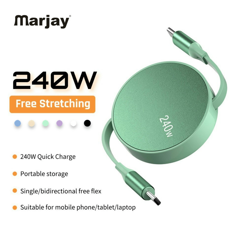 Marjay 240W PD TYPE-C Retractable Fast Charge cable เหมาะสําหรับ iP 15 Huáwei Notebook Tablet