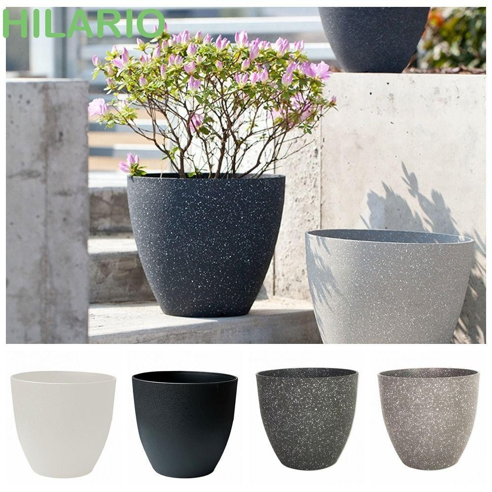 Hilario Frosted เลียนแบบหินดอกไม ้ Pots, พลาสติก Frosted Planter, Creative หนาขนาดใหญ ่ ความจุยุโรปสไตล ์ พืชการเพาะปลูกหม ้ อตกแต ่ งบ ้ าน