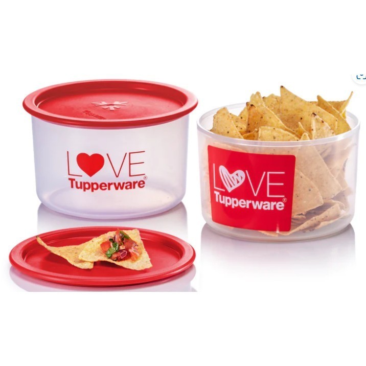 TUPPERWARE ทัปเปอร ์ แวร ์ ( 2 ชิ ้ น ครบชุด ) LOVE One Touch Topper Small 950ml