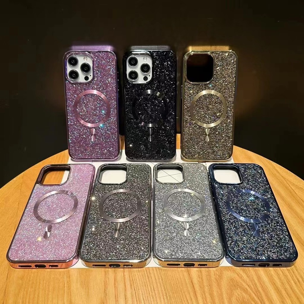17promax สีเคลือบด้วยไฟฟ้าแม่เหล็ก glitter สําหรับ iPhone 16 Promax 11 Promax 12 11 12pro iPhone 11pro กรณี XsMax xr x xs 7plus 8plus เคสโทรศัพท์