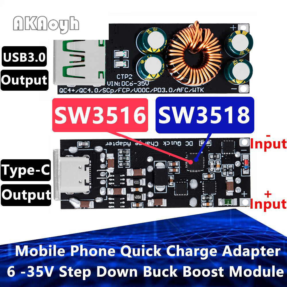 อะแดปเตอร์ชาร์จโทรศัพท์มือถือ SW3518 SW3516 QC4.0 QC3.0 USB Type-C 6 -35V