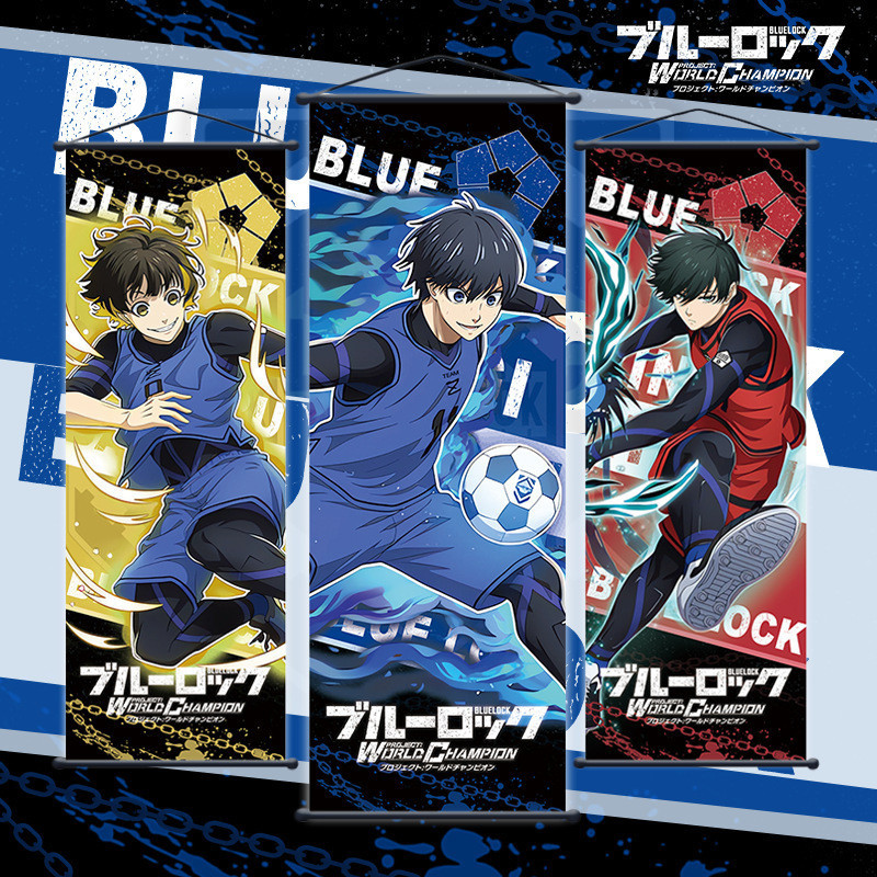 สีฟ้า ล็อค โปสเตอร์ ความละเอียดสูง วอลล์เปเปอร์แขวนภาพอะนิเมะสติกเกอร์ผ้าเลื่อนภาพวาดตกแต่งห้องนอนและห้องนั่งเล่นตกแต่งผนัง