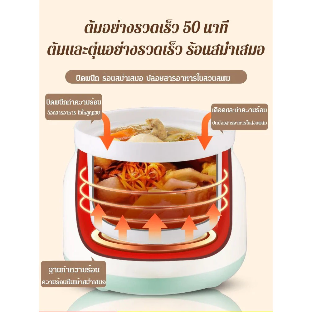 หม้อหุงข้าวเซรามิกสำหรับทำอาหารเด็ก ขนาดเล็ก ใช้ได้ทั้งในบ้านและนอกบ้าน รุ่นอัตโนมัติ thumbnail 8