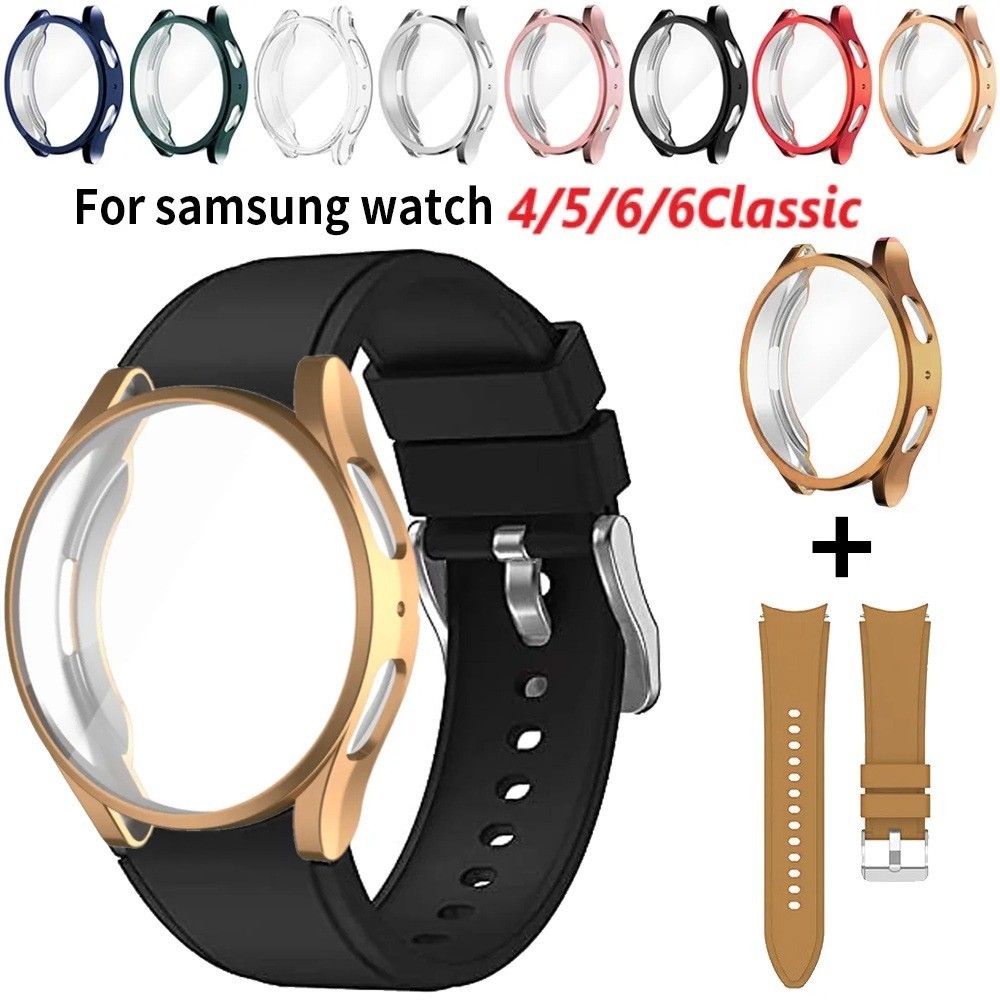 SAMSUNG ป้องกันtpu Case + BandสําหรับSamsung Galaxyนาฬิกา4/5/6 40มม.44มม.ปกอ่อน+สร้อยข้อมือสําหรับGalaxyนาฬิกา6คลาสสิก43มม.47มม.