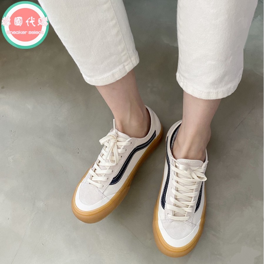 เกาหลี Limited Color Matching VANS STYLE36 SF DECON SMU Caramel Sole Beige Canvas Men Women Shoes