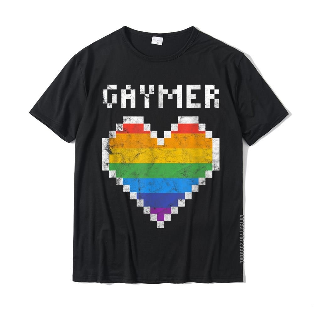 Gay Gamer Shirt Gaming Heart Gaymer Lesbian LGBT Pride March T-Shirt Hip Hop Mens T Shirt Cotton T S