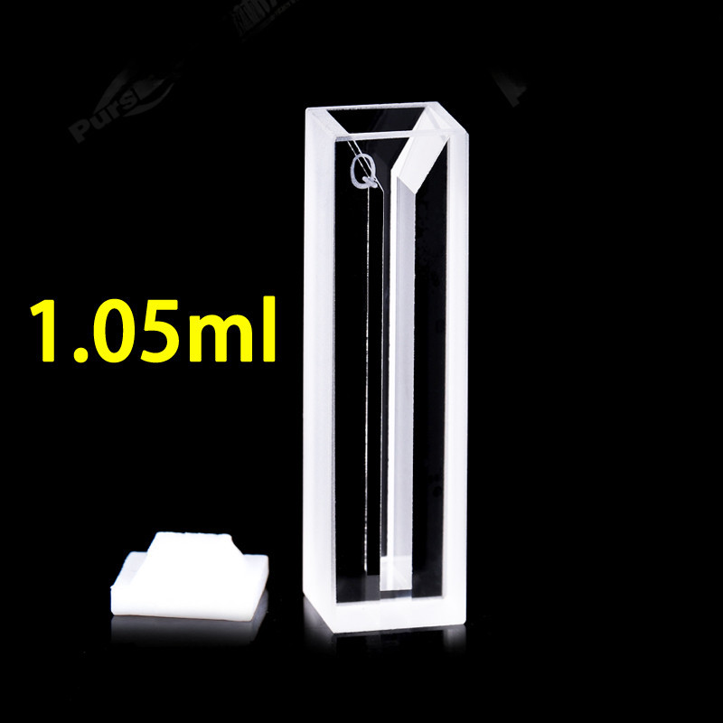 1.05ml แก้ว/JGS1 Quartz Micro-Volume Cuvette, เส้นทางแสงสองทาง, ความกว้างร่อง 3 มม., ผนังสีขาว UV เห