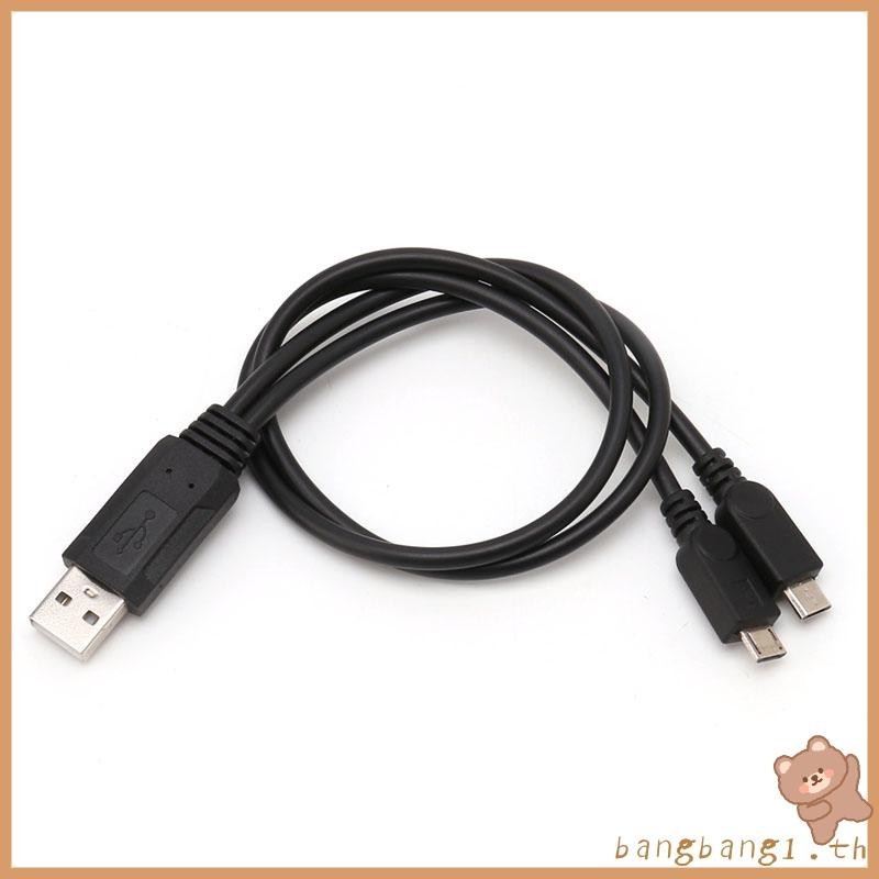 บาง 38 ซม.แบบพกพา USB ชาย Universal Micro USB Dual ชาย Y อะแดปเตอร ์ Splitter สาย