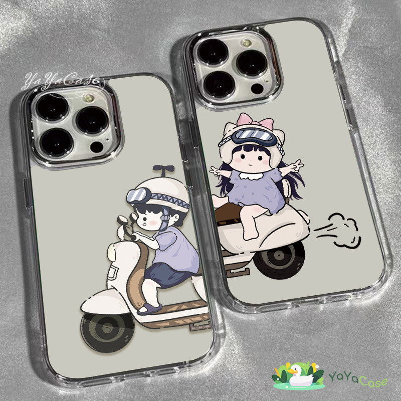สำหรับ iPhone 11 13 Cute Case FOR เคสไอโฟน14 15 12 pro max 7 8 14 15 Plus X XR XS Max น่ารัก คู่รัก โปร่งใส รุ่น TPU เคส