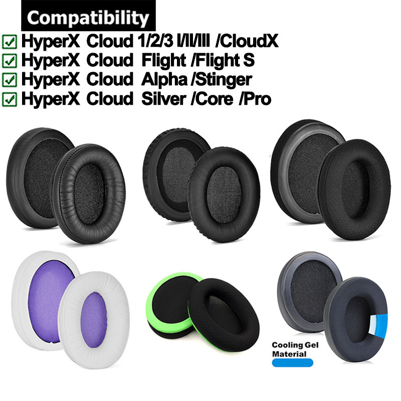 1 คู่ Earpad สําหรับ HyperX Cloud 1 2 3 I II III / X CloudX / Flight / Flight S / Alpha / Stinger / Silver / Core / Pro หูฟังเบาะฟองน้ํา Earmuffs