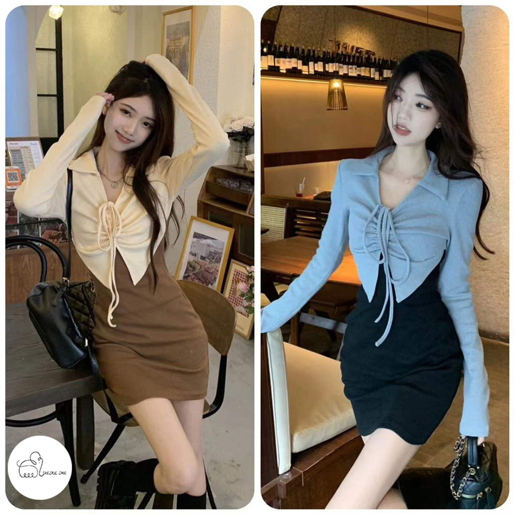 มินิเดรสเกาหลี เดรสสั้นแฟชั่นเซ็กซี่ นิ่มใส่สบาย