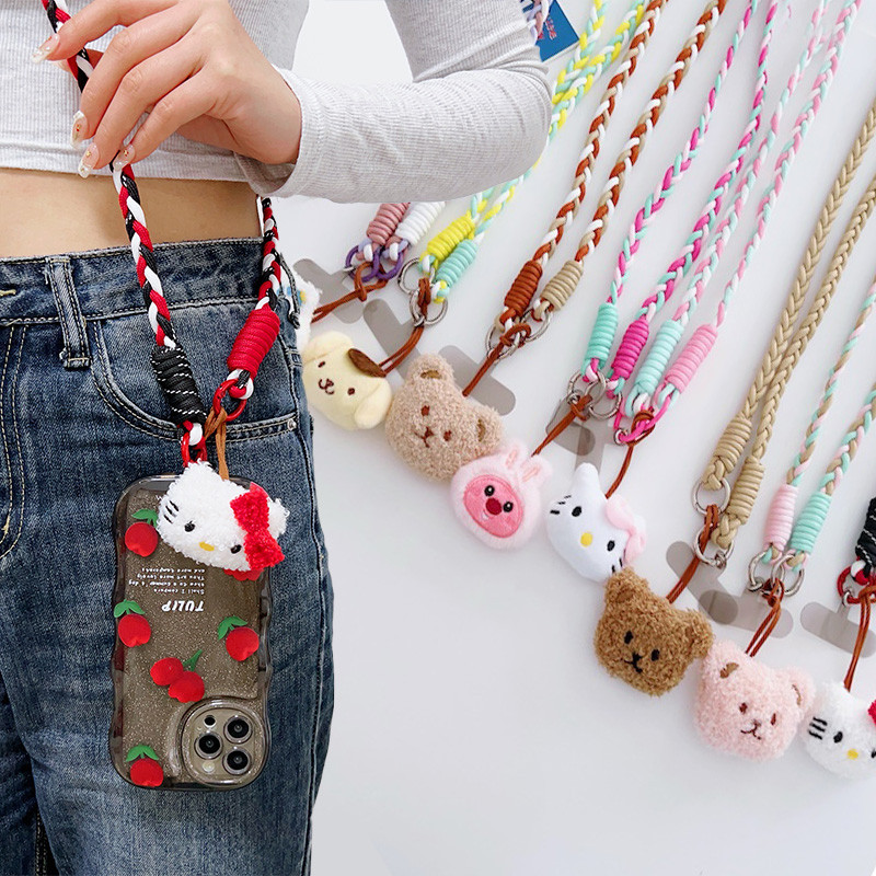 การ ์ ตูนตกแต ่ งตุ ๊ กตาหมี KT แมวจี ้ Crossbody โทรศัพท ์ มือถือ Creative Lanyard สายรัด Universal คอแขวนเชือก