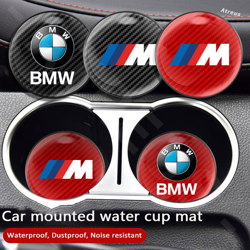 1 PC BMW M Power คาร์บอนไฟเบอร์รถที่วางแก้ว Coaster Pad รอบถ้วยผู้ถือลื่นถ้วยสําหรับ BMW E36 E46 E30