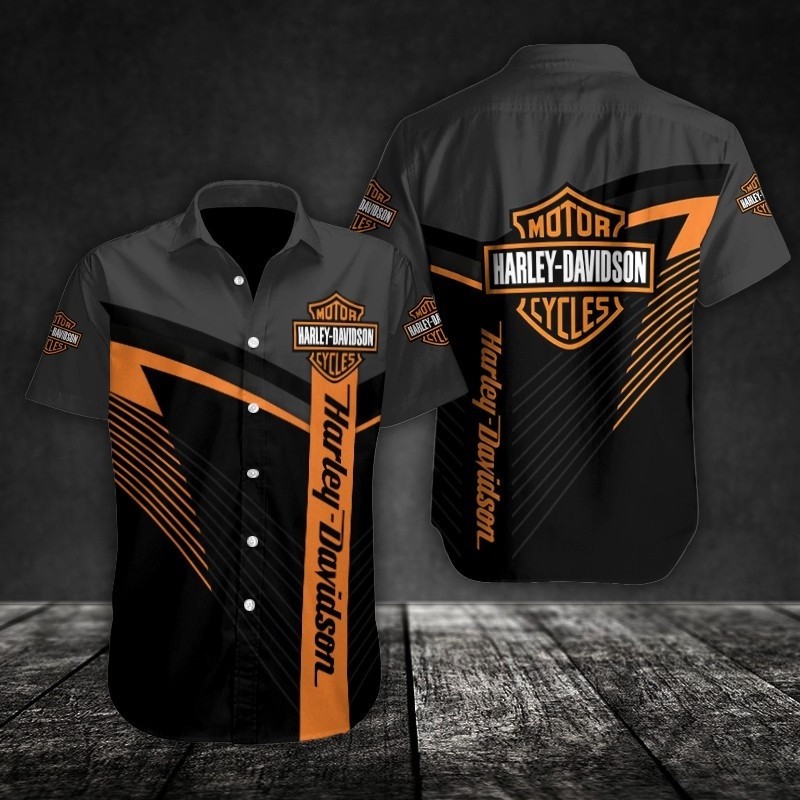 พิมพ ์ Harley Davidson Premium เสื ้ อเชิ ้ ตลําลอง KC-HD007
