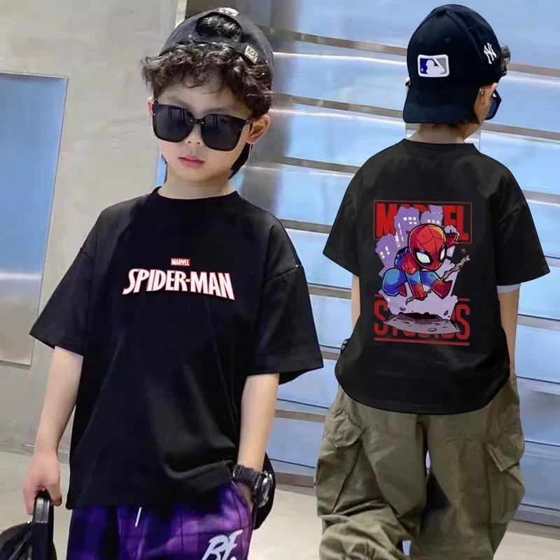 Summer Ready Stock Tshirt Budak Lelaki Thin Boys Cartoon Round Neck Short Sleeved Top
