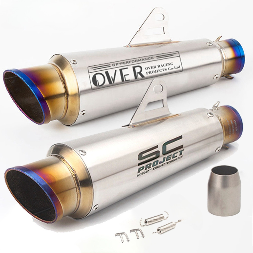 Universal รถจักรยานยนต์ไอเสียระบบท่อไอเสียท่อหางหนี Moto ท่อไอเสียท่อ OVER Canister Tailpipe สแตนเลสสําหรับ Z900 ZX6R R25 GSX250 Z250 ฯลฯ