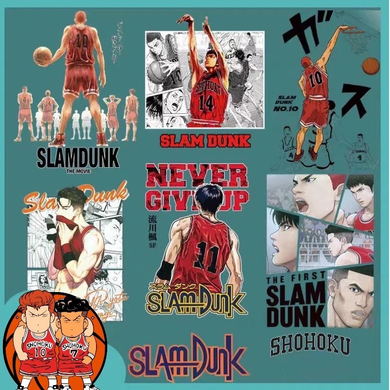 คนดังทางอินเทอร์เน็ตขายร้อนการ์ตูนอะนิเมะ สแลม ดังค์ การถ่ายเทความร้อนพิมพ์เสื้อผ้าที่มีความยืดหยุ่นสูงและสติกเกอร์ปั๊มร้อนแบบไร้ขอบ